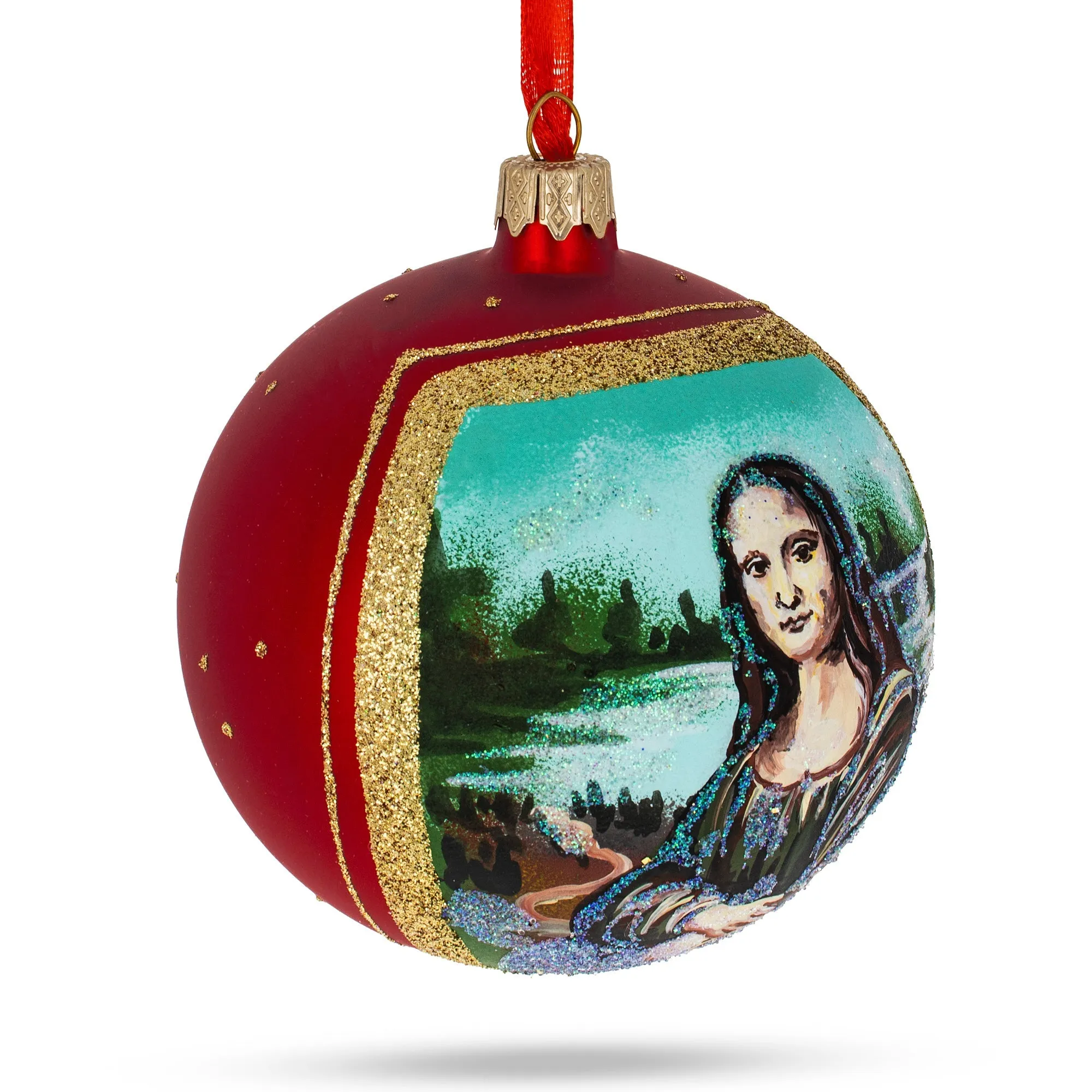 1506 Leonardo Da Vinci's 'mona Lisa' Blown Glass Ball Christmas Ornament 4 Inches