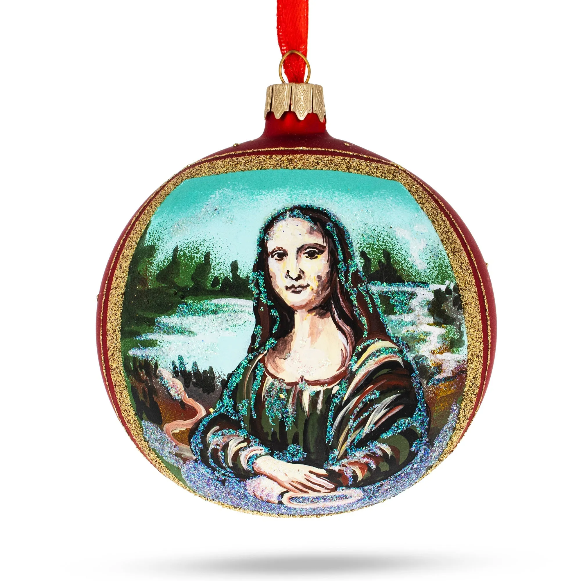 1506 Leonardo Da Vinci's 'mona Lisa' Blown Glass Ball Christmas Ornament 4 Inches