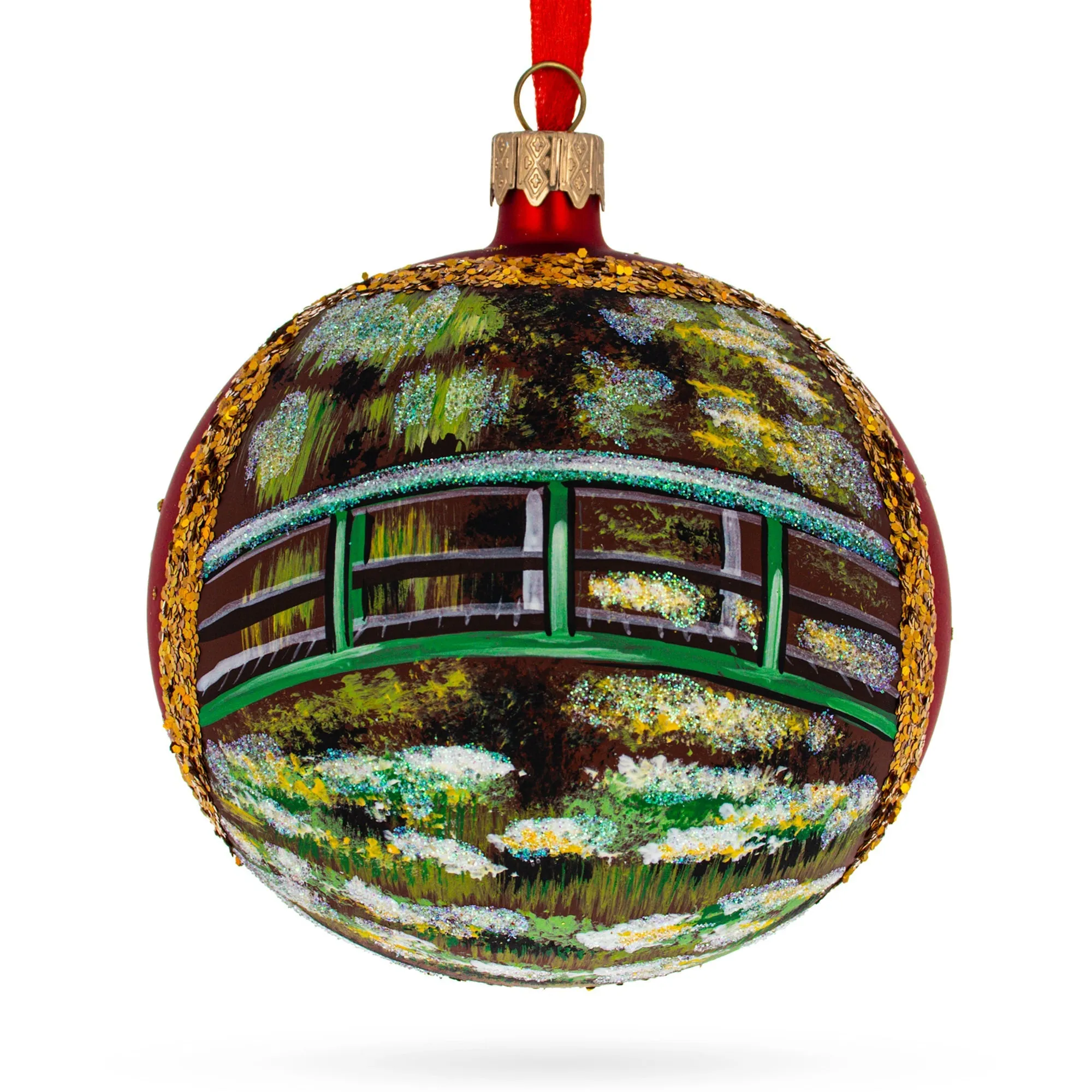 1906 'the Water Lily Pond' Aka 'japanese Bridge' By Claude Oscar Monet Blown Glass Ball Christmas Ornament 4 Inches