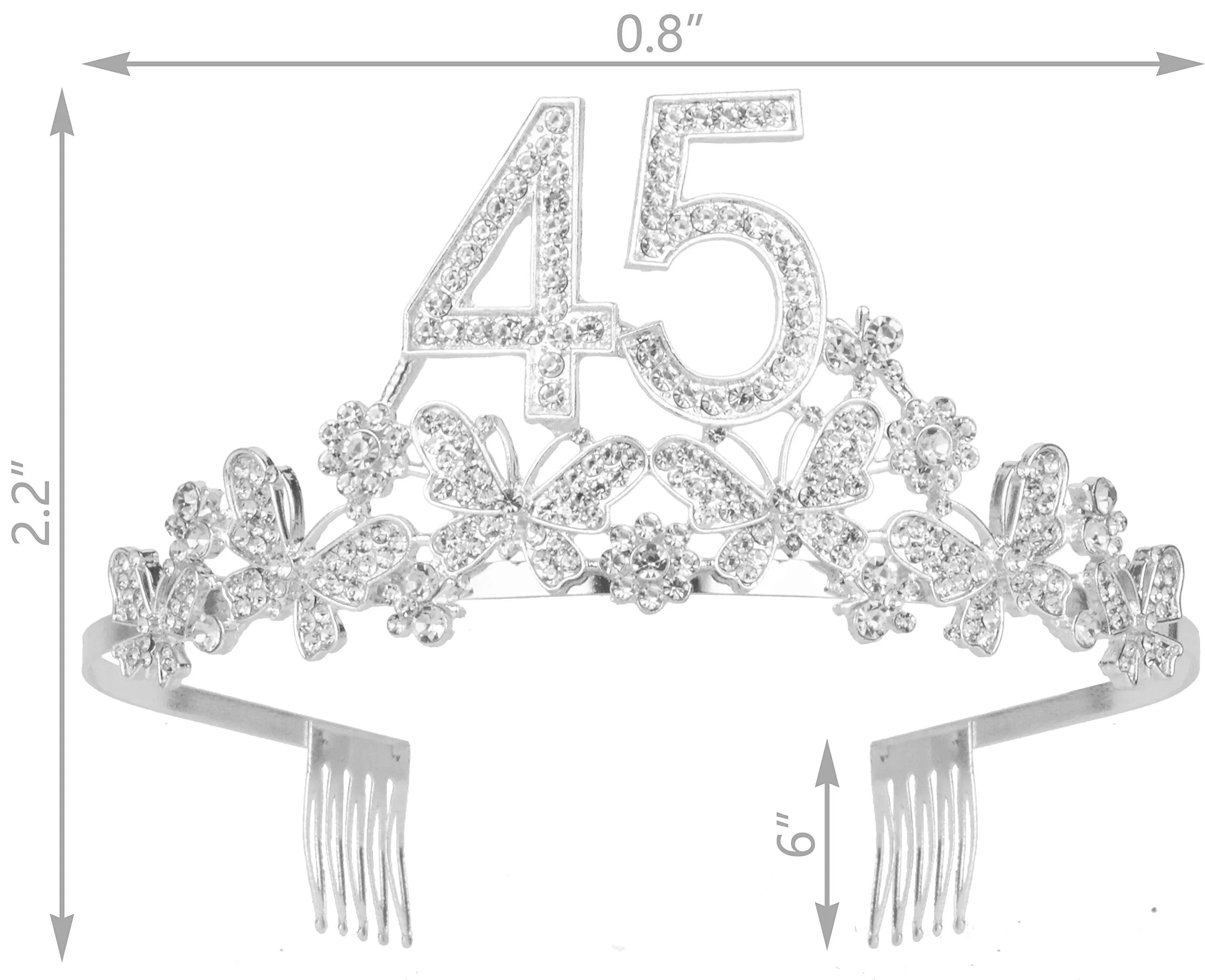 45th Birthday Gifts for Women, 45th Birthday Tiara and Sash, Its My 45th Birthday Sash