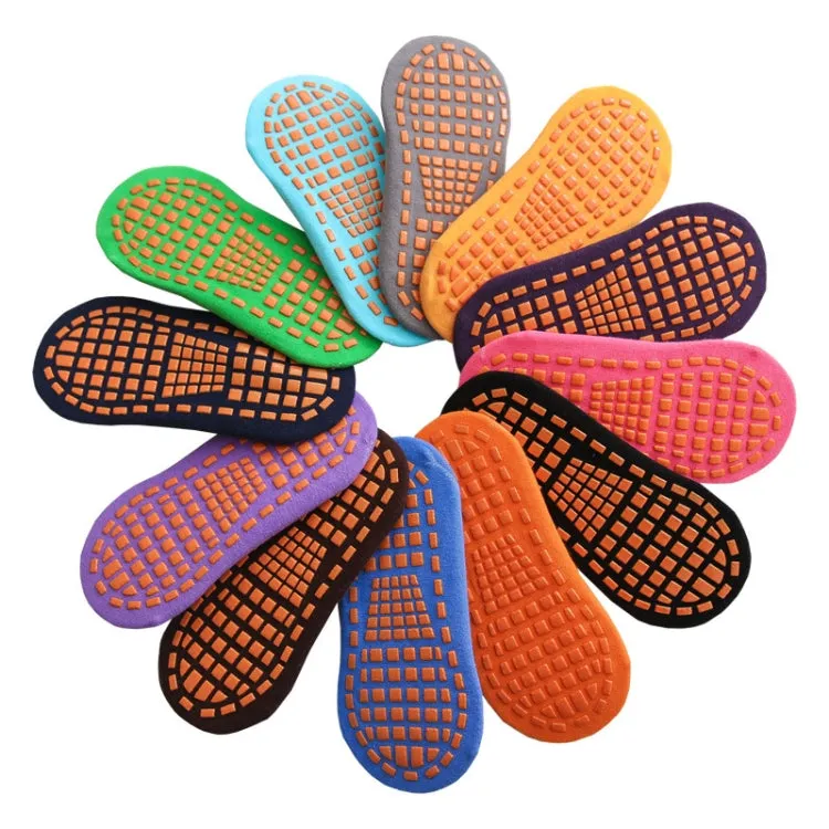 4pairs Trampoline Socks Dotted Rubber Non-slip Floor Socks Yoga Socks, Size:  5-12 Years Old(Grass -green)