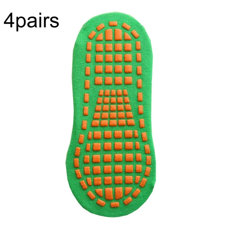 4pairs Trampoline Socks Dotted Rubber Non-slip Floor Socks Yoga Socks, Size: Adult 35-43 Yards(Grass -green)