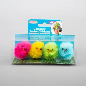 4pk Assorted Colour Easter Craft Plush Chicks 4.5cm