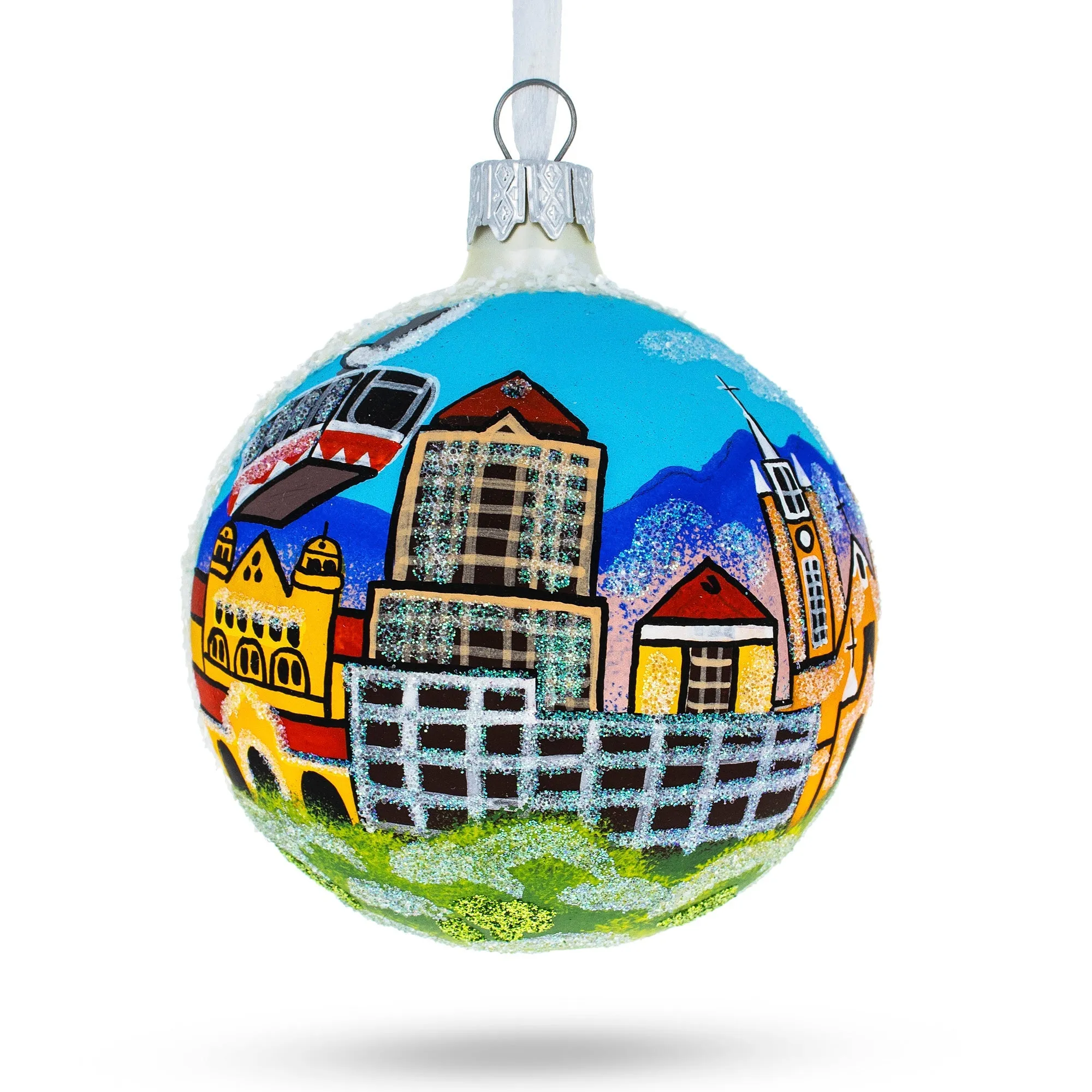 Albuquerque, New Mexico, Usa Glass Christmas Ornament 3.25 Inches