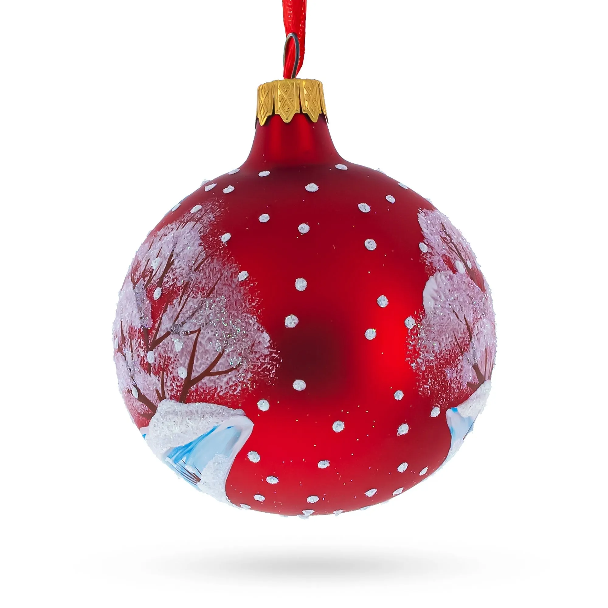 Arctic Wonders: Three Polar Bears - Blown Glass Ball Christmas Ornament 3.25 Inches