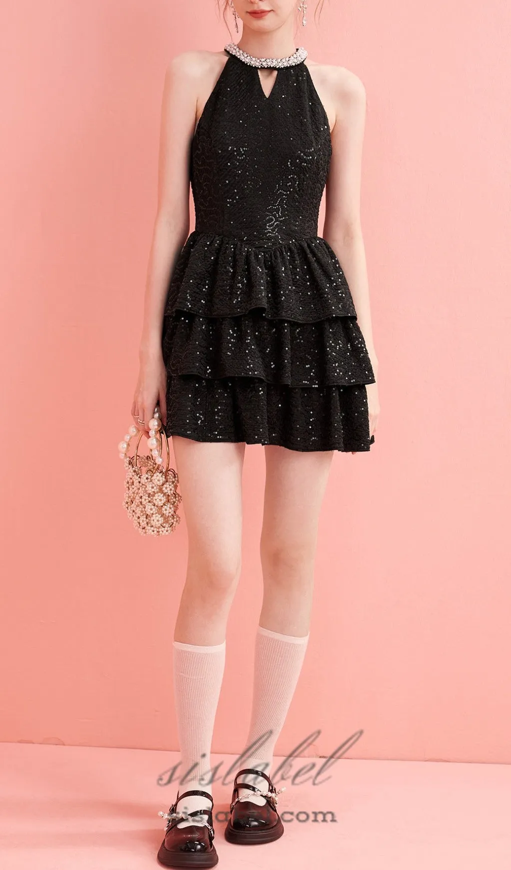 ASTERIA SEQUIN RUFFLE MINI DRESS