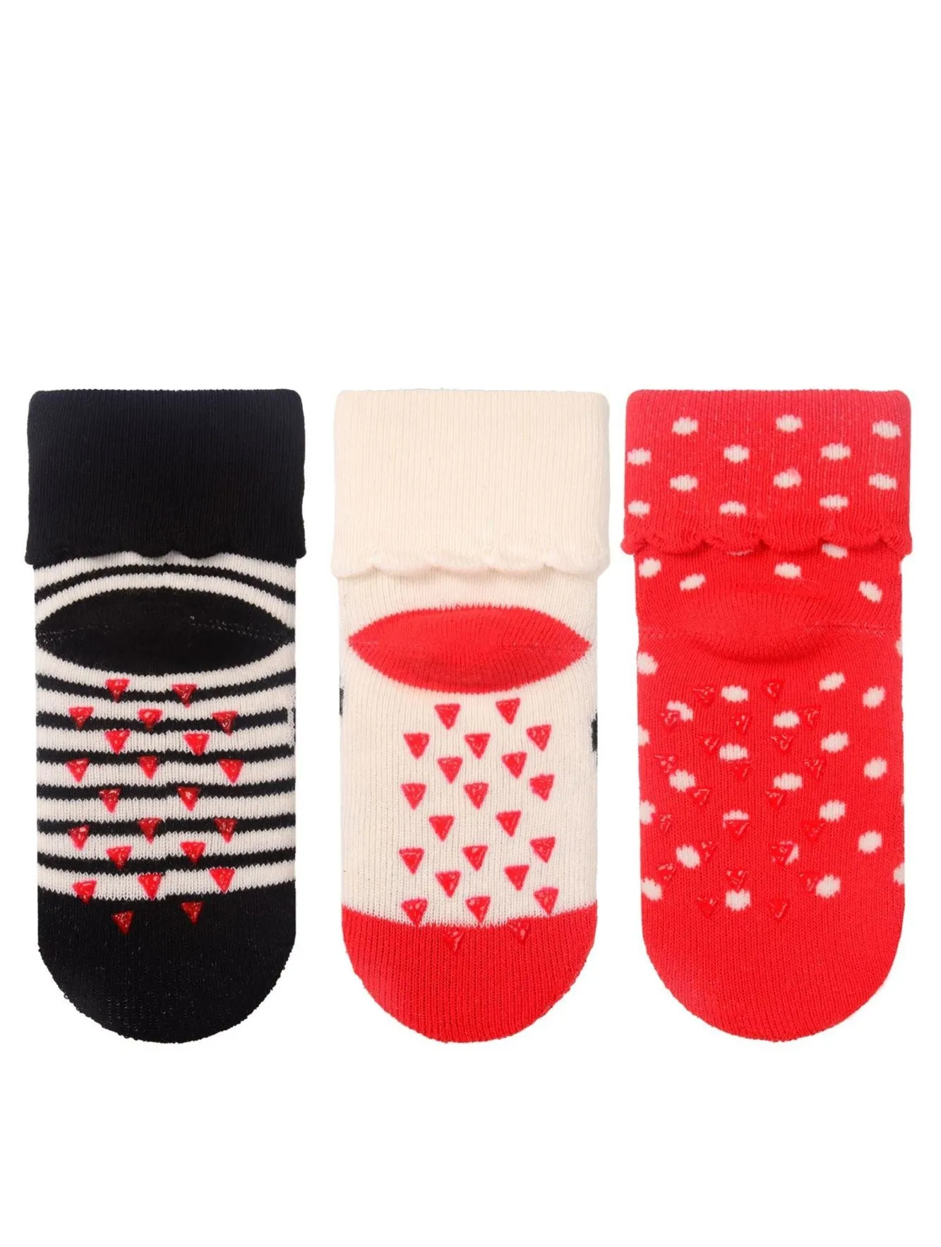 Baby Girl Anti-Slip Terry Socks Red 3Pk (0-18mths)