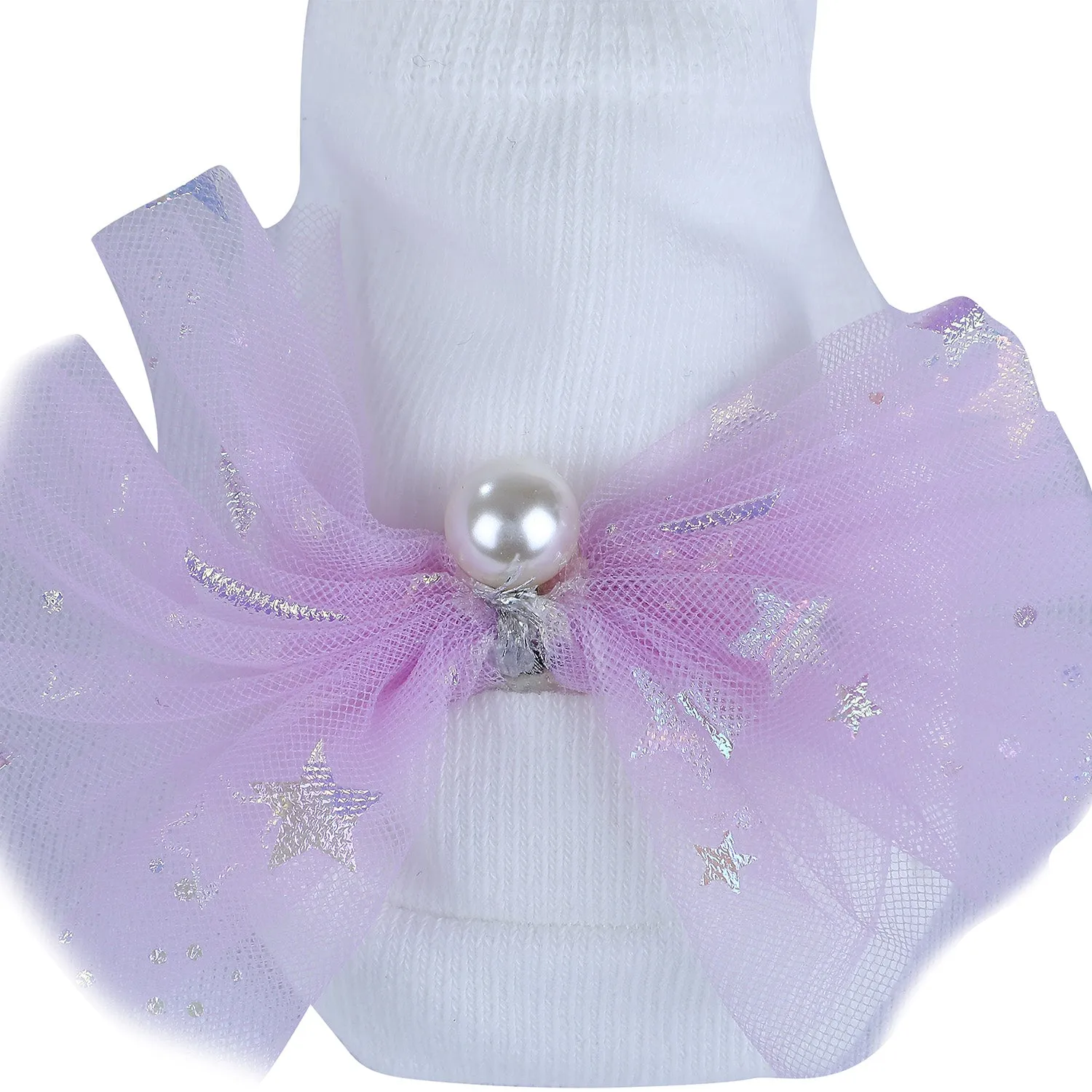 Baby Moo Elegant Pearl Matching Cap And Socks Set - Purple