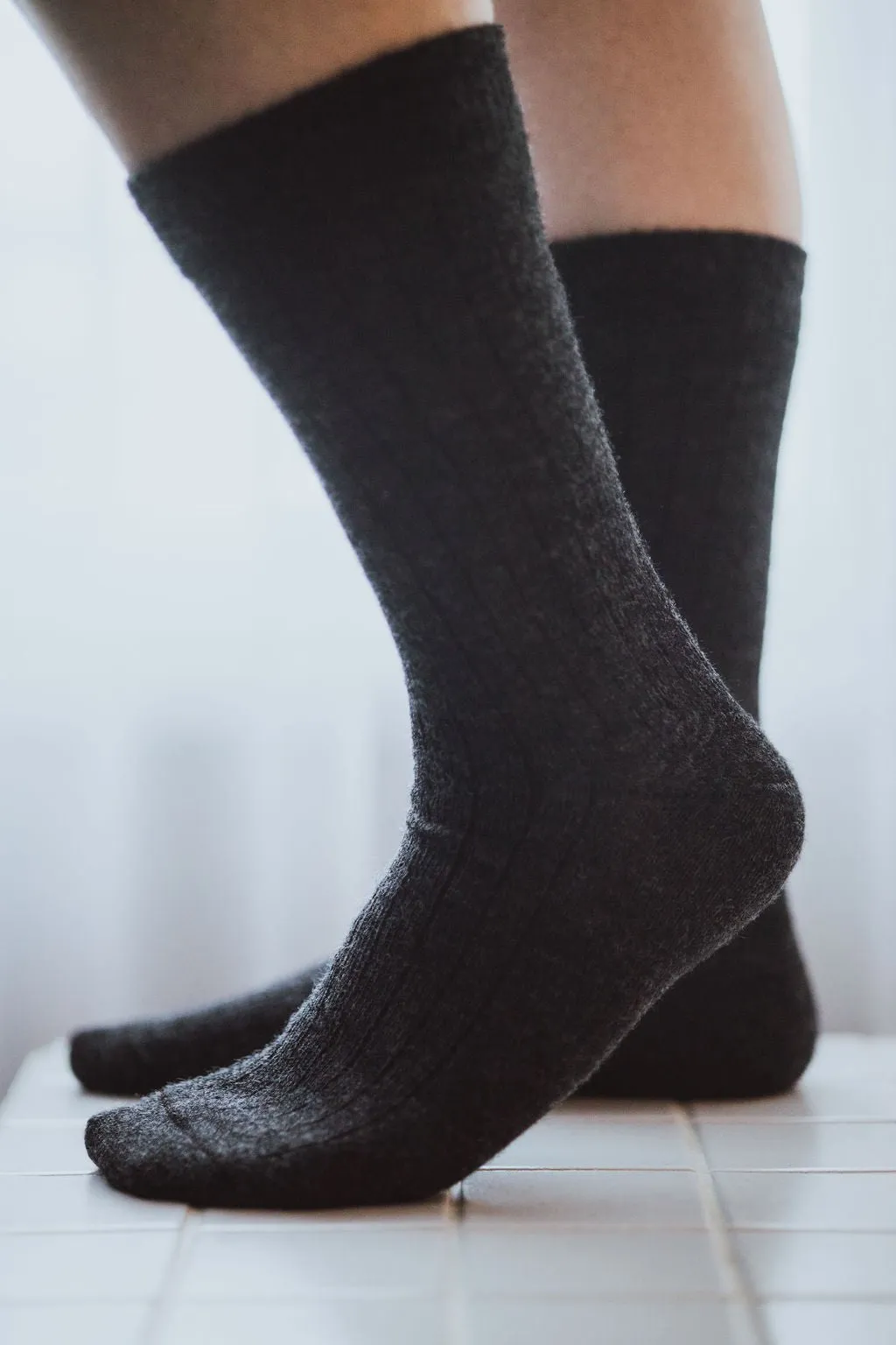 Black Alpaca Socks: Large