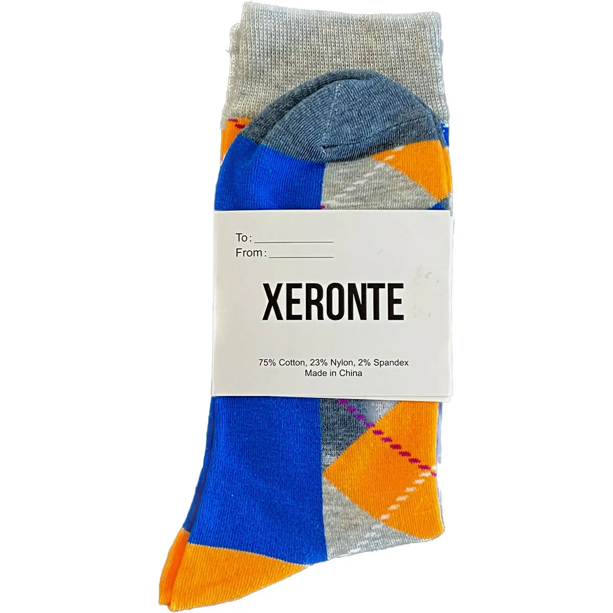 Blue And Yellow Argyle Mens Crew Socks