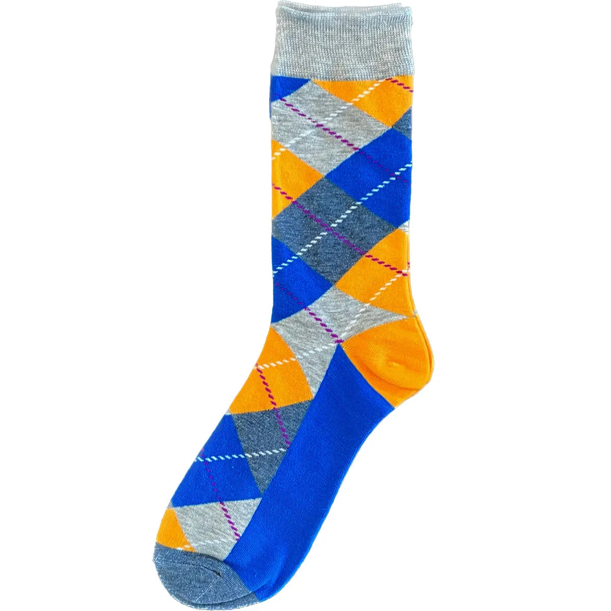 Blue And Yellow Argyle Mens Crew Socks