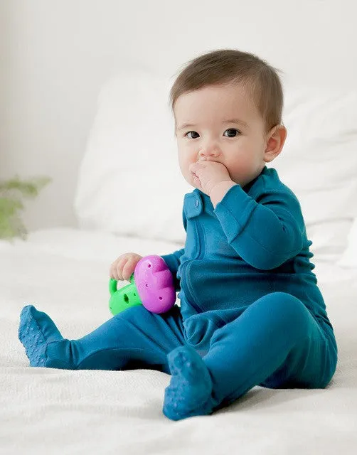 Blue Green Baby Footed Sleepers