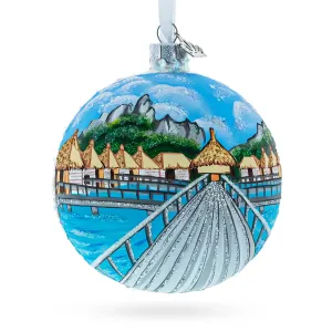 Bora Bora, French Polynesia Glass Ball Christmas Ornament 4 Inches