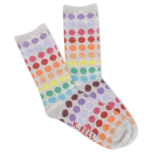 Candy Dot Polka Dots (Rainbow/ Cream) Women's Crew Socks