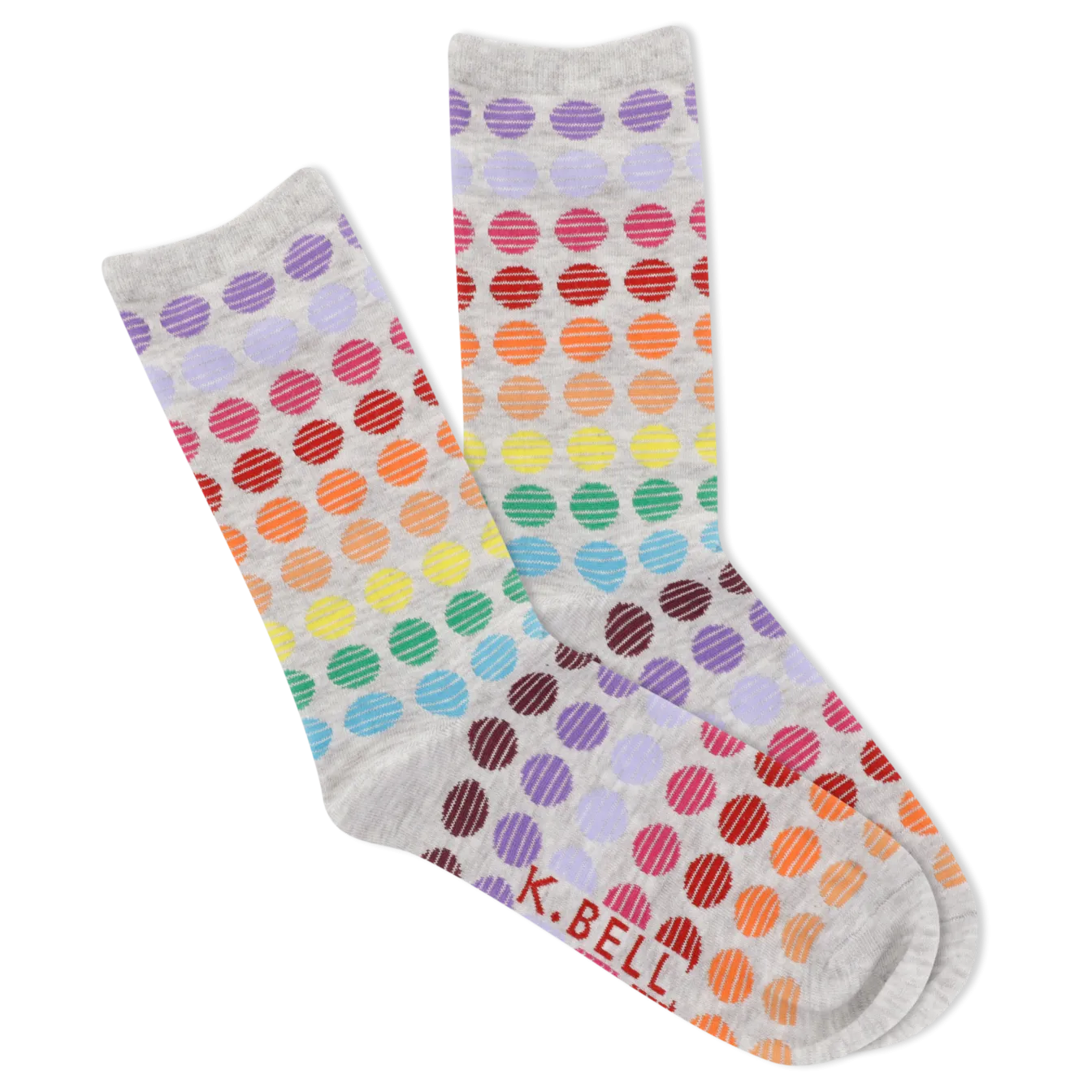 Candy Dot Polka Dots (Rainbow/ Cream) Women's Crew Socks