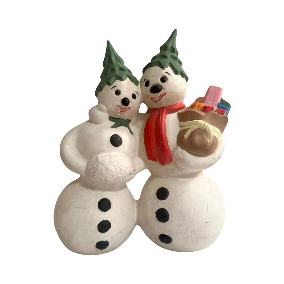 Ceramic Mr. and Mrs. Snowman Figure