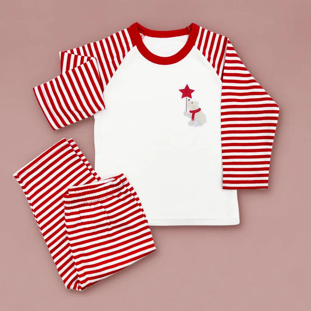 Christmas Baby Pyjamas Red and White Striped - Size 1-2 years