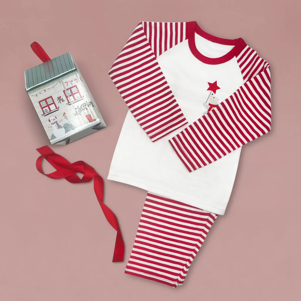 Christmas Baby Pyjamas Red and White Striped - Size 1-2 years