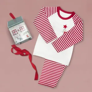 Christmas Baby Pyjamas Red and White Striped - Size 1-2 years