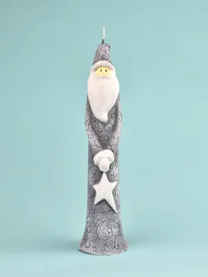 Christmas Grey 3D Festive Santa Claus Candle