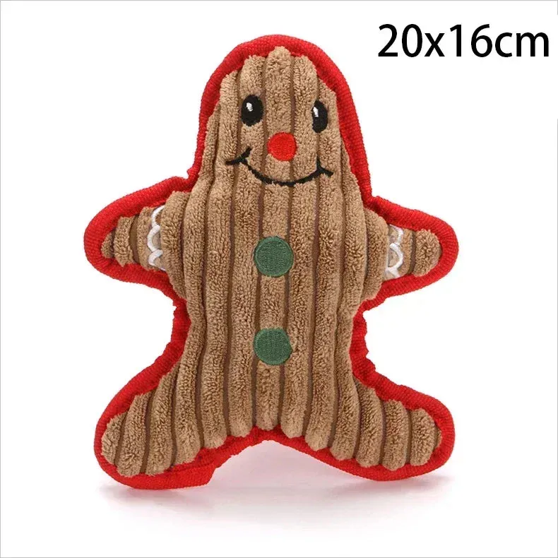 Christmas Plush Squeak Toys for Pets – Festive Dog Chew Toys with Santa, Elk, Gingerbread, and Donut Designs