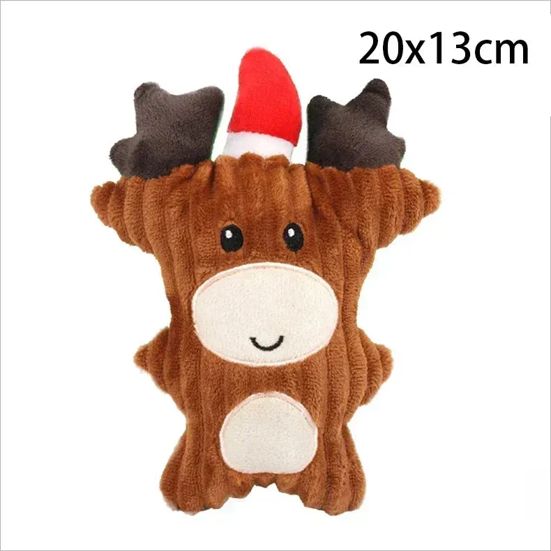 Christmas Plush Squeak Toys for Pets – Festive Dog Chew Toys with Santa, Elk, Gingerbread, and Donut Designs