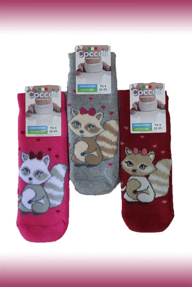 Coccoli Girls Squirrel Cotton Grip Socks