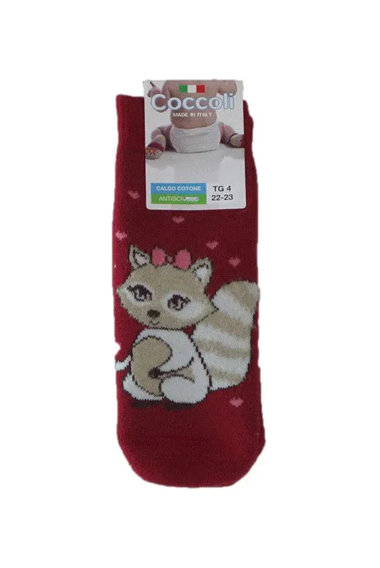 Coccoli Girls Squirrel Cotton Grip Socks