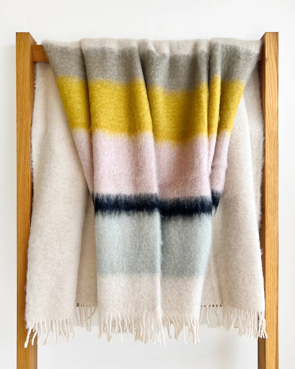 Color Block Mohair Blanket Throw