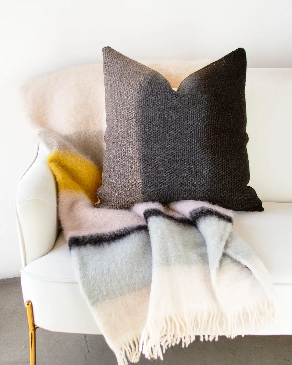 Color Block Mohair Blanket Throw