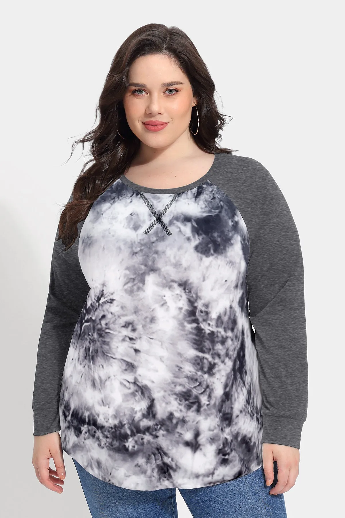 Colorblock Tie Dye Crewneck Long Sleeve Shirt