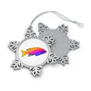 Colorful Fish Pewter Snowflake Ornament