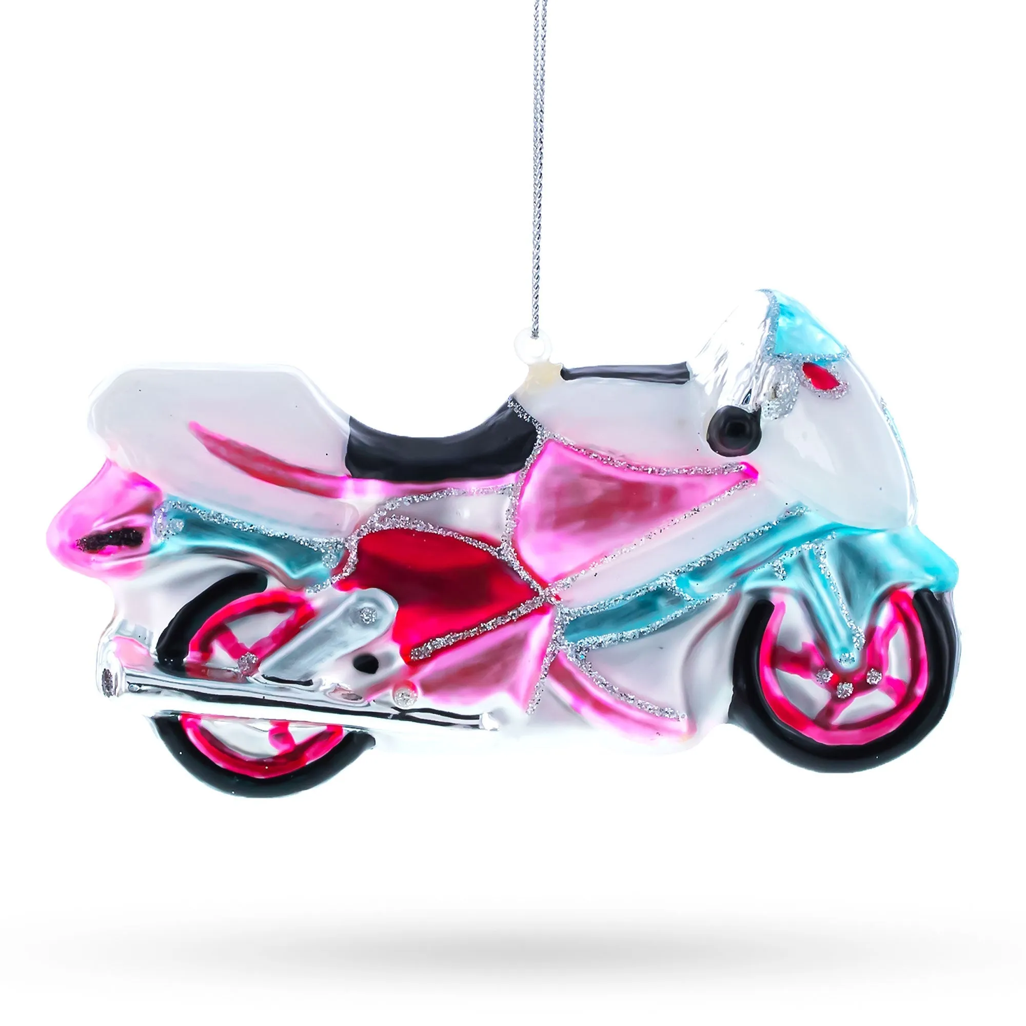 Colorful Motorcycle - Blown Glass Christmas Ornament