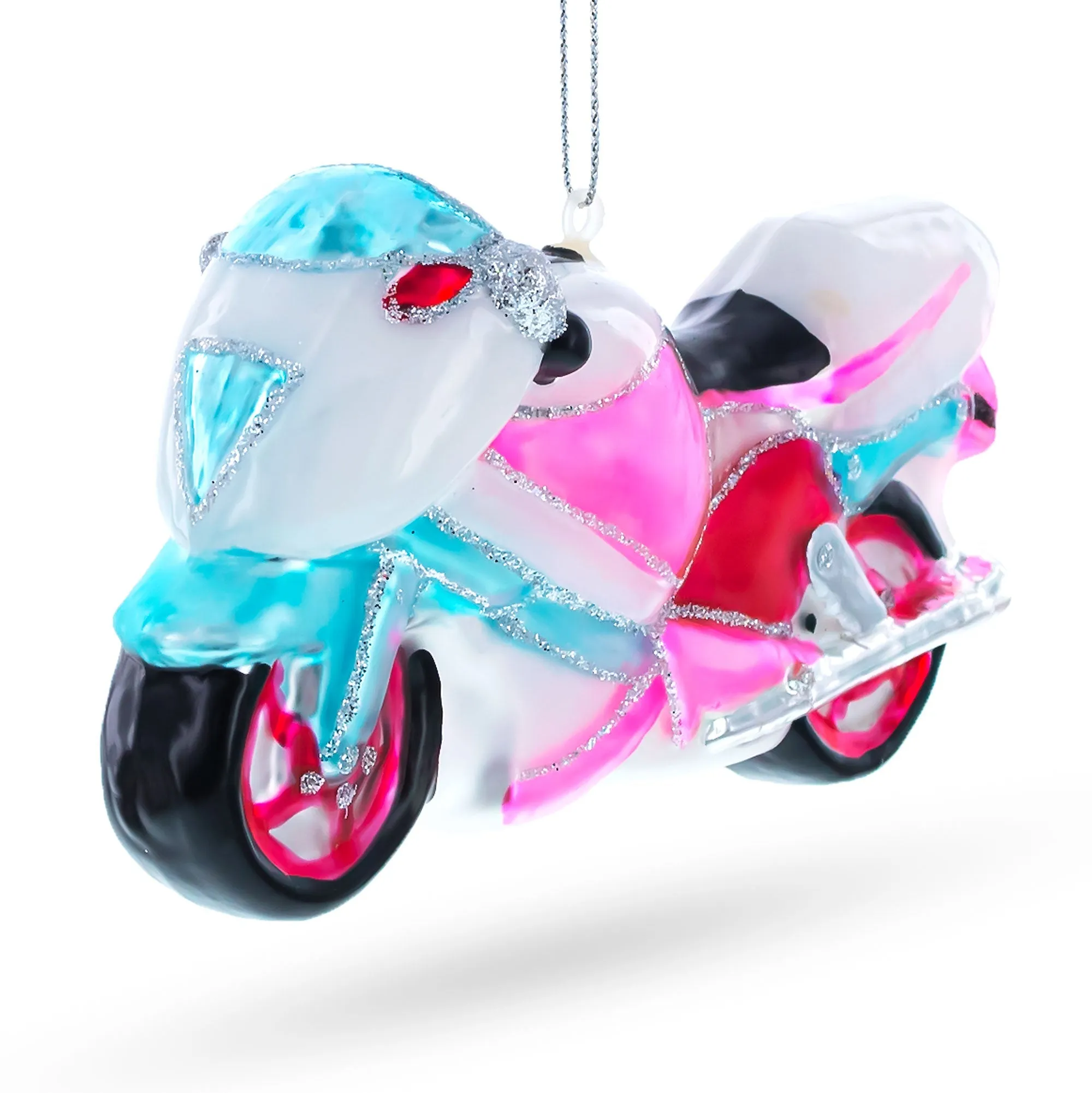 Colorful Motorcycle - Blown Glass Christmas Ornament