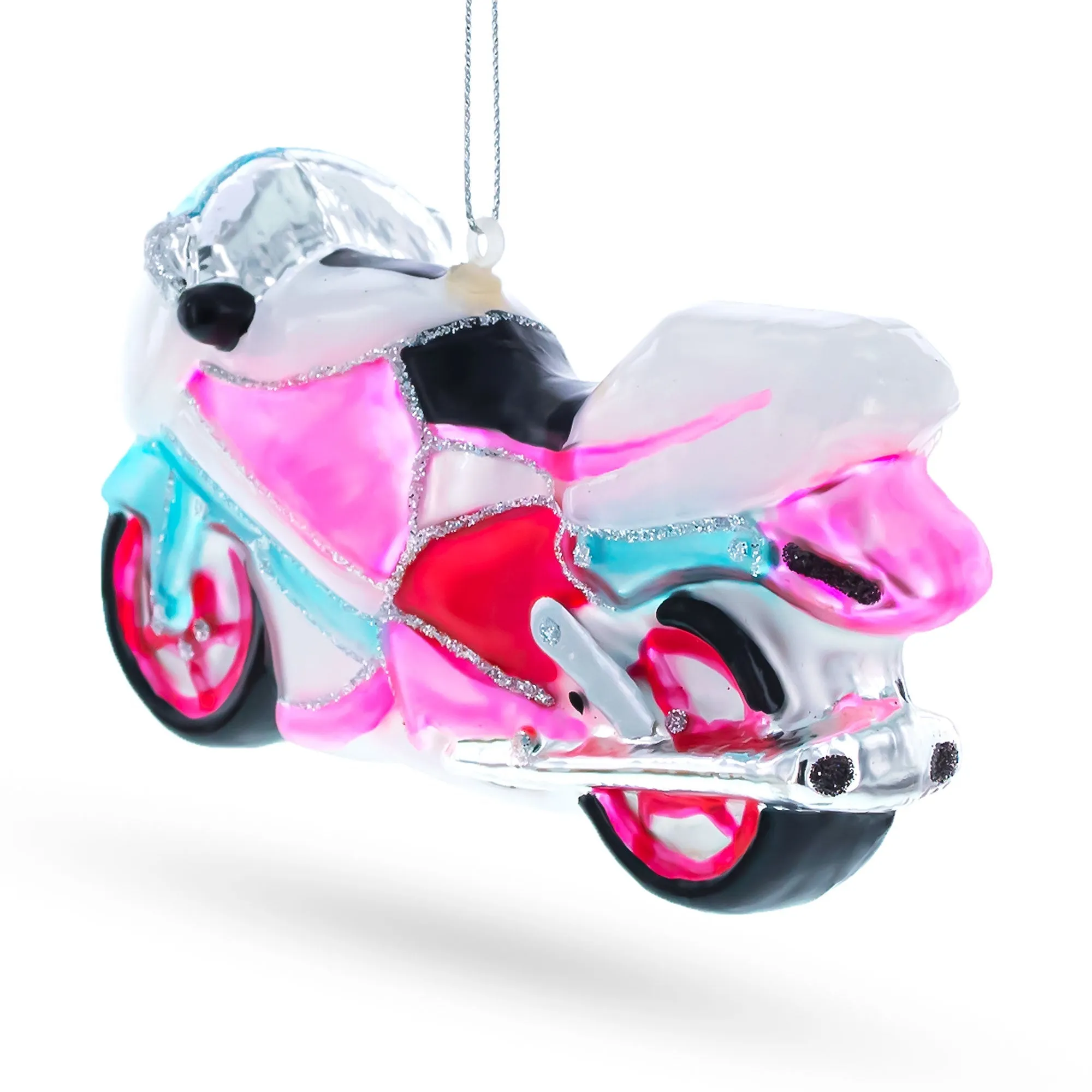 Colorful Motorcycle - Blown Glass Christmas Ornament