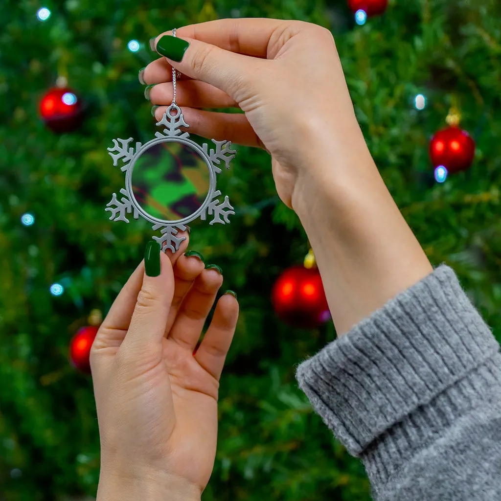 Colorful Painting Pewter Snowflake Ornament