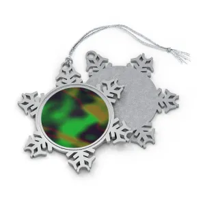 Colorful Painting Pewter Snowflake Ornament