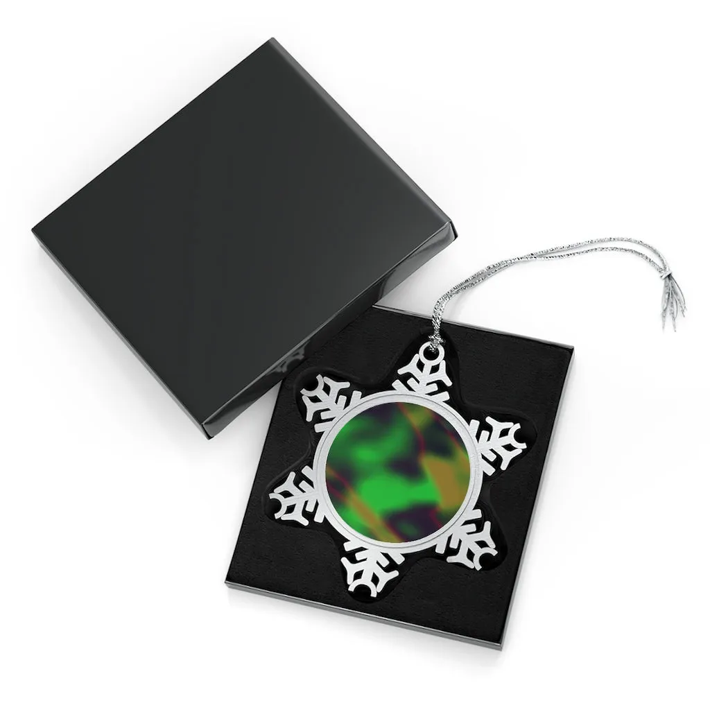 Colorful Painting Pewter Snowflake Ornament