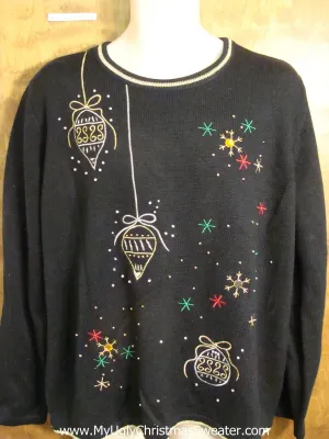 Cute Black Ornaments Themed Holiday Sweater