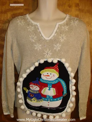 Cute Colorful Snowmen Ugly Christmas Sweater