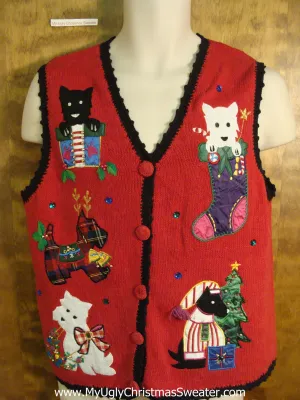 Cute Festive Dogs Christmas Sweater Vest