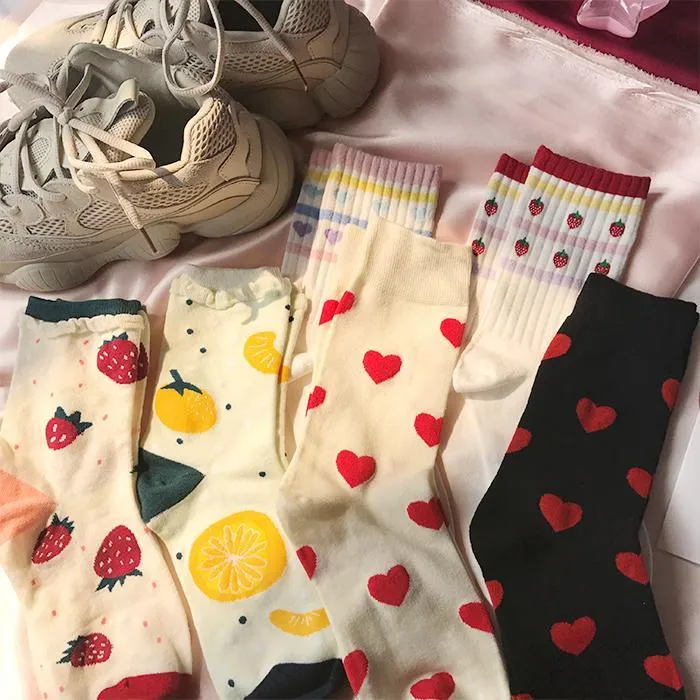 Cute Strawberry Heart Socks