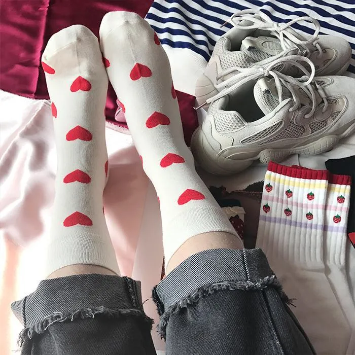 Cute Strawberry Heart Socks