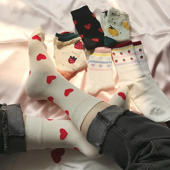 Cute Strawberry Heart Socks