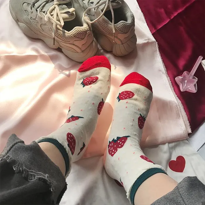 Cute Strawberry Heart Socks