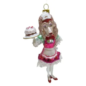 December Diamonds Party At The North Pole Ms Dog Waitress With Cake Ornament