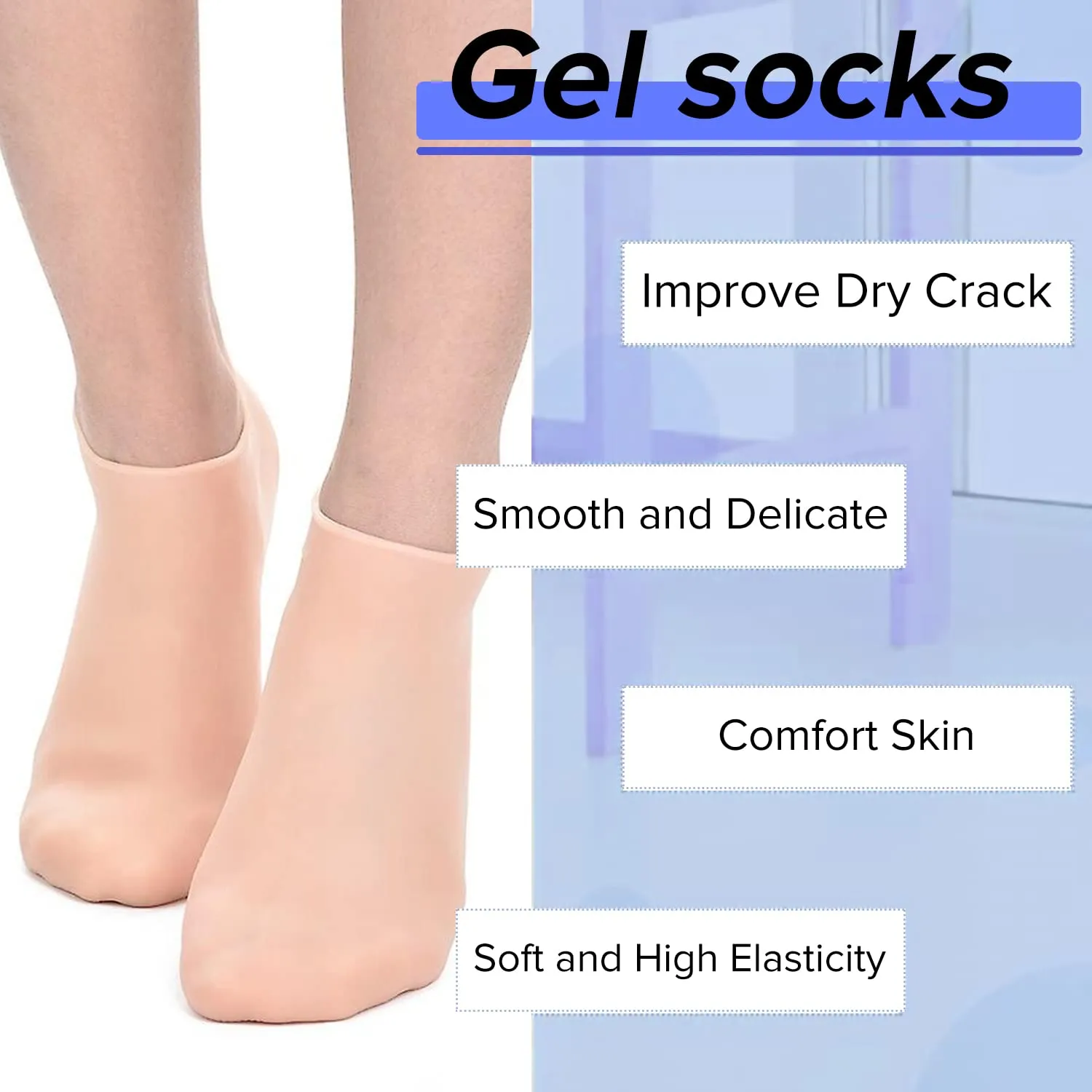 Dr Foot Silicone Socks | Anti Slip Silicone Moisturizing Socks | Dry Cracking Skin | For Both Men & Women | Full Length, Medium Size – 1 Pair