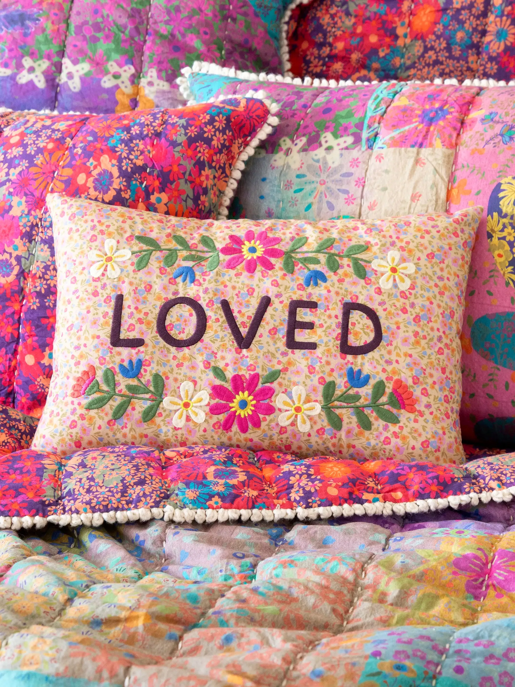 Embroidered Giving Pillow - Loved