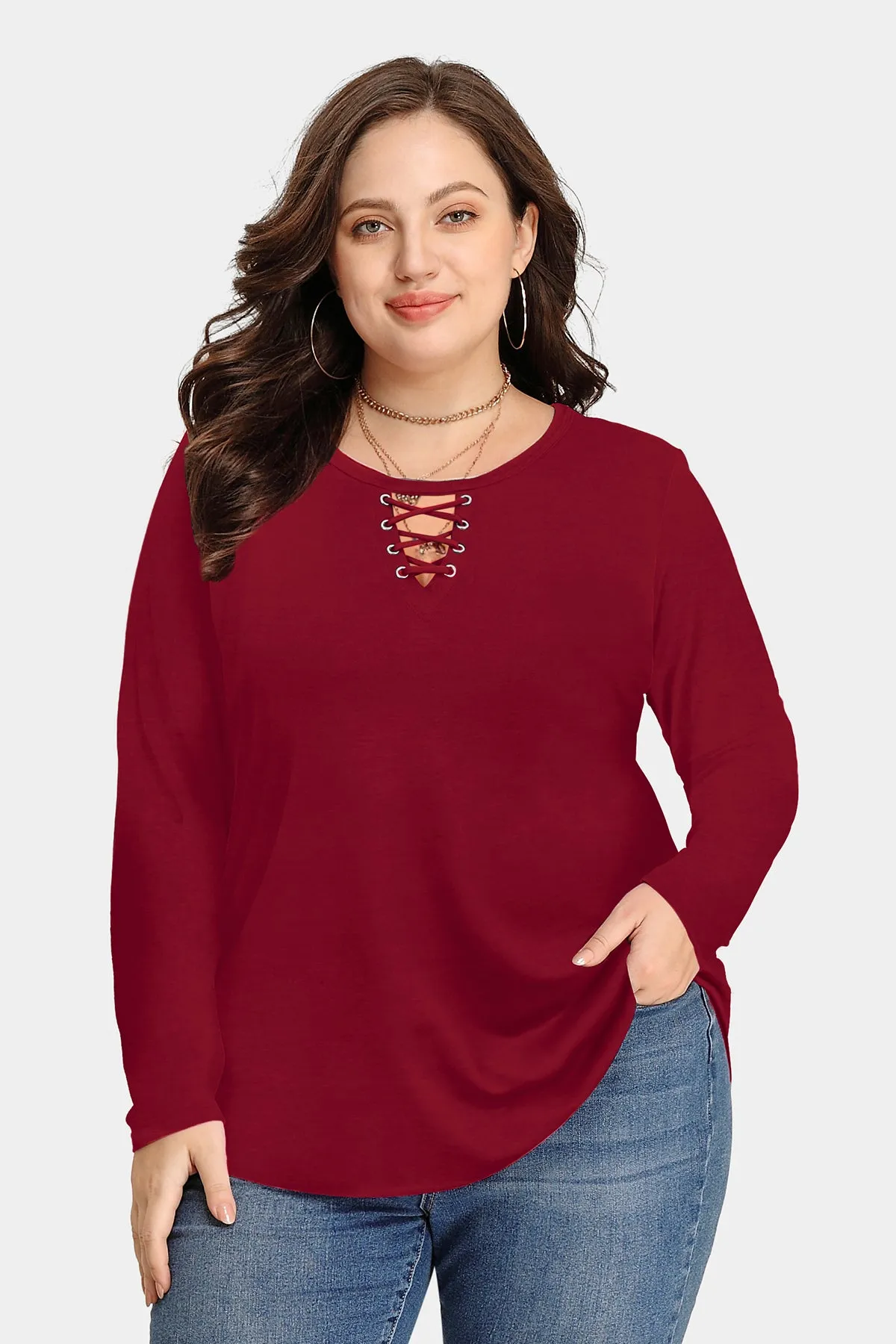 Essential Round Neck String Chest Shirt