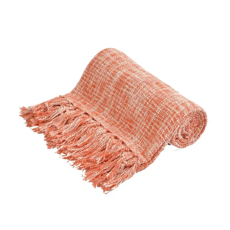 Fashion Throw 100% Cotton Handloom Throw Soft Blanket (FT_01) for Winter Warm Comforter/Throw | AC Blanket Sofa Couch Throw/Blanket_(50 x60 inch)_Orange/White